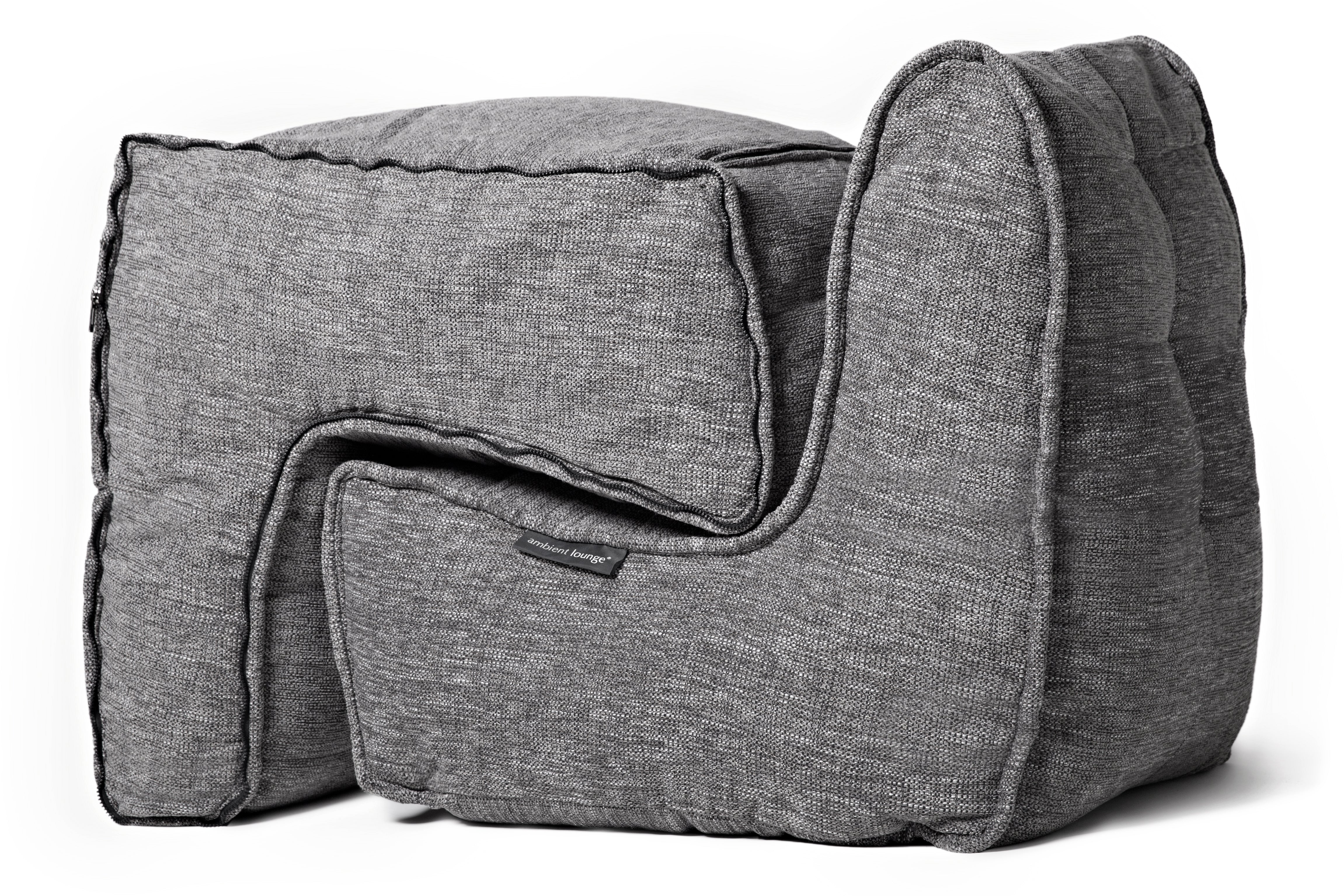 Space-saving Twin Couch 2-seater bean bag sofa unzipped into 2 chairs and stacked together