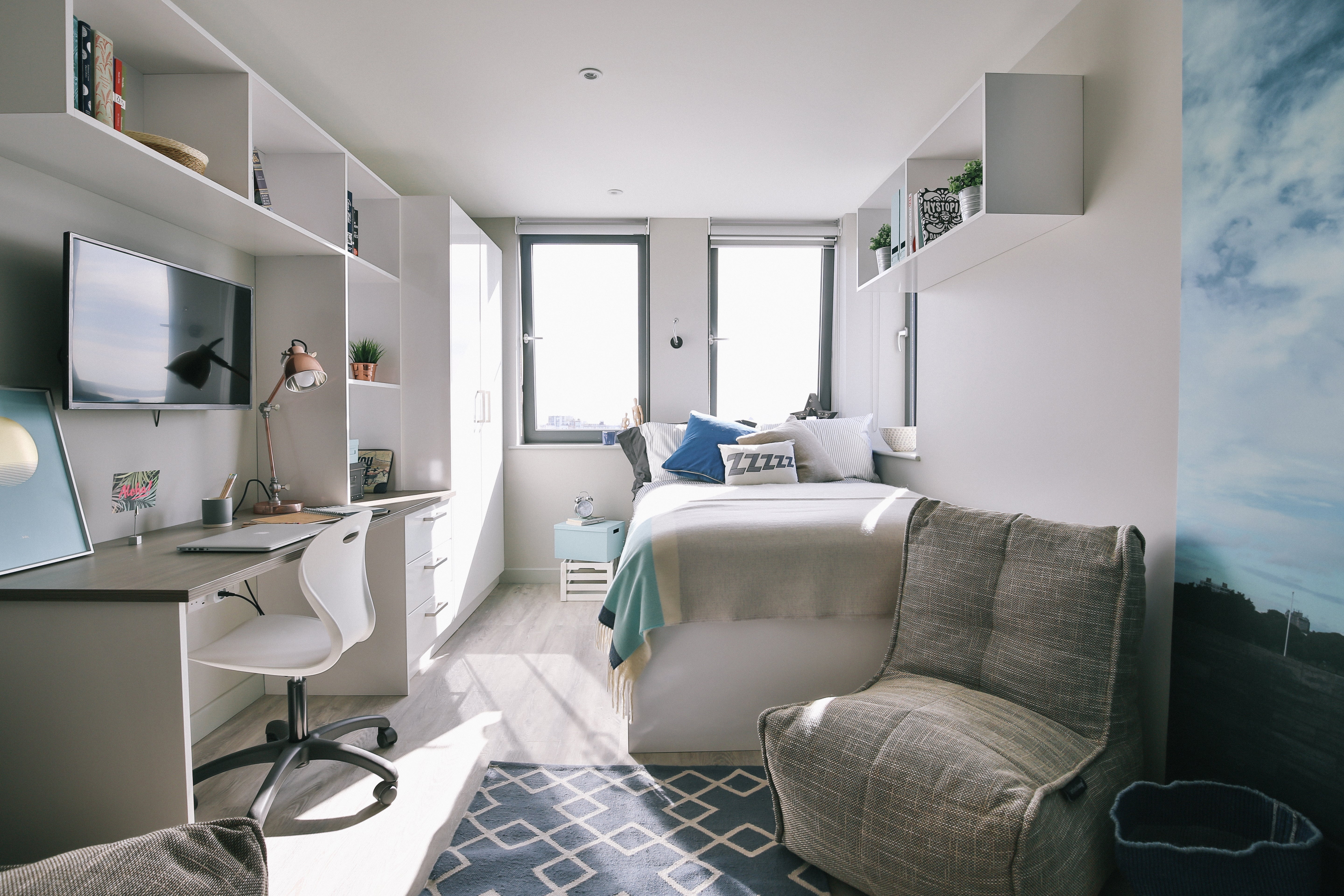 Twin Couch in Eco Weave unzipped as single chair in bedroom