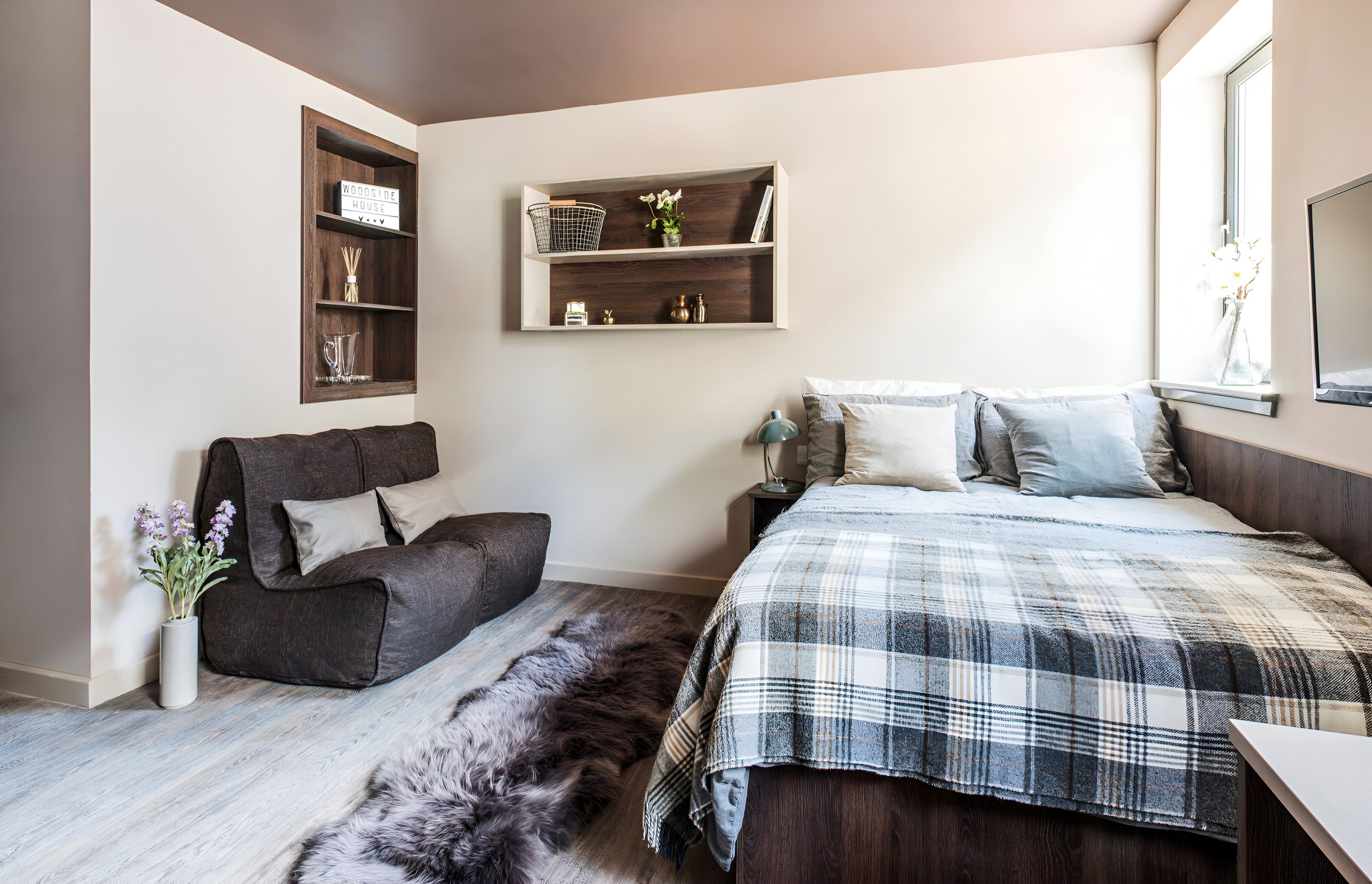 Twin Couch in Hot Chocolate in bedroom