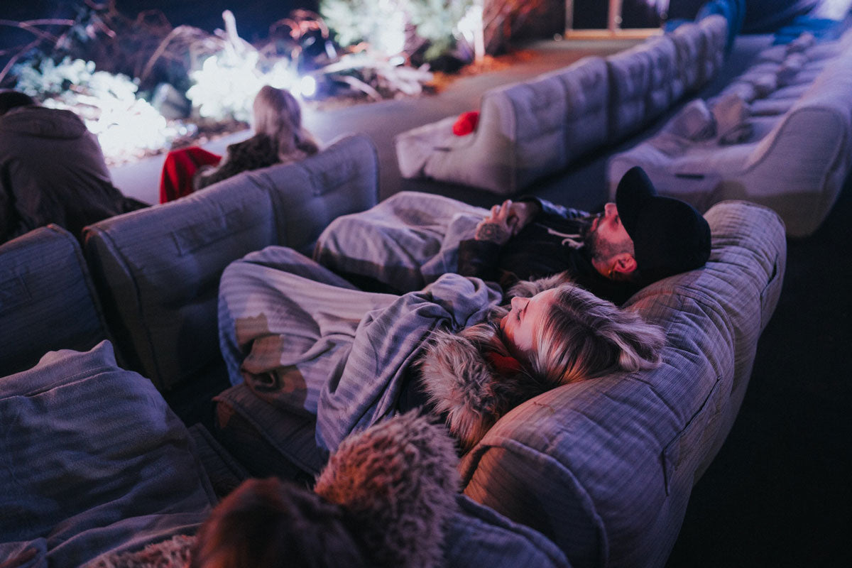 Bean bag sofas in Christmas cinema in London 02