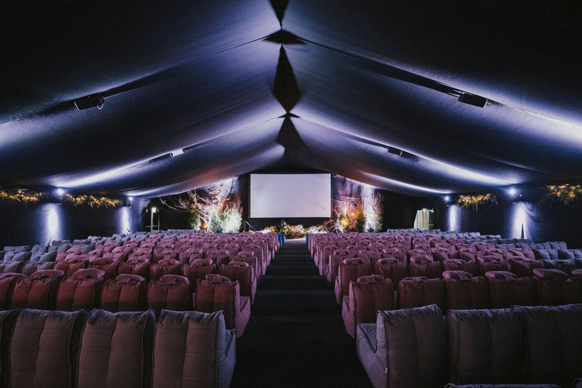 Bean bag sofas in Christmas cinema in London 03