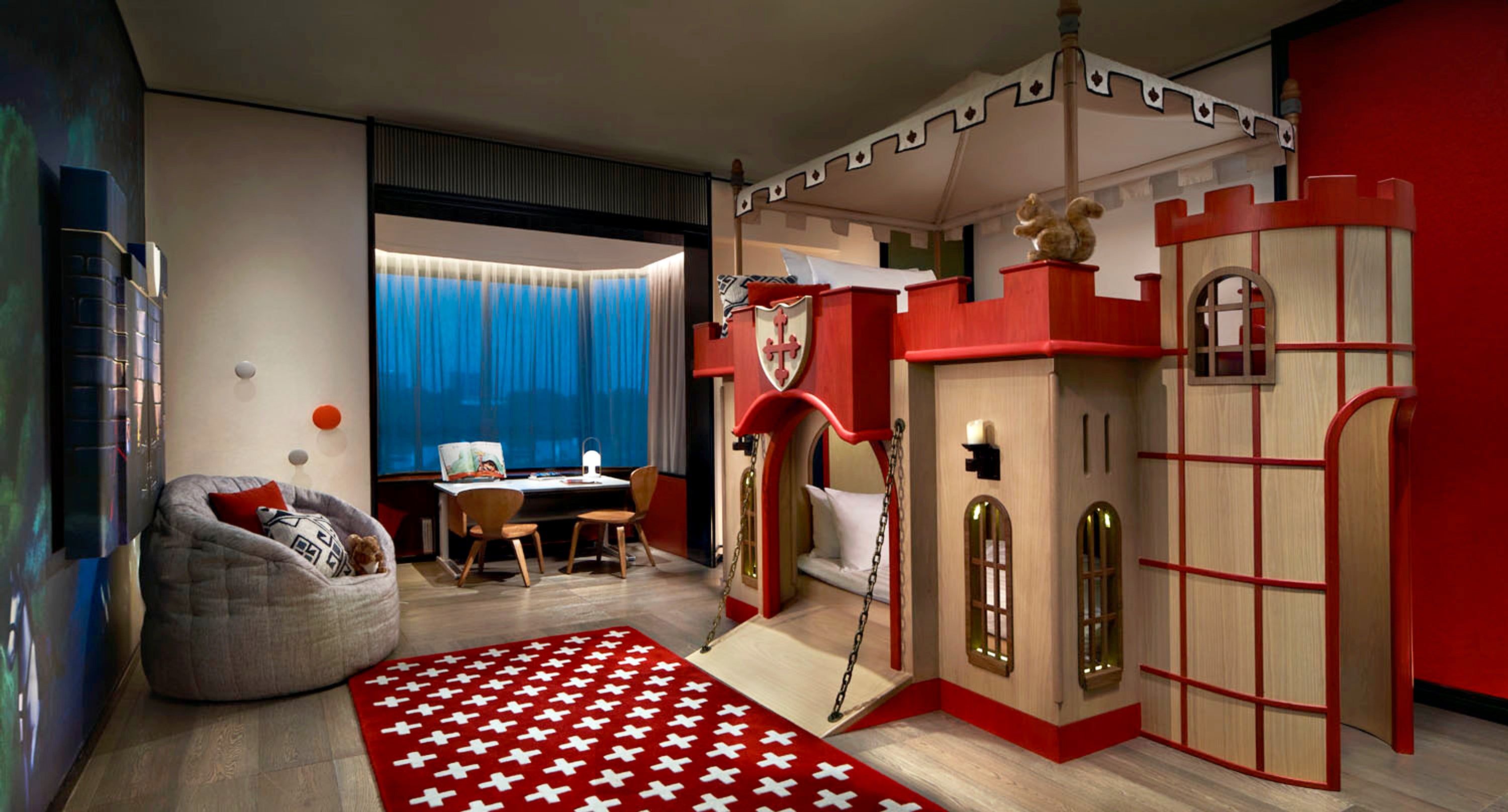 Butterfly bean bag sofa in Shangri-La Hotel Singapore's Castle themed suite.